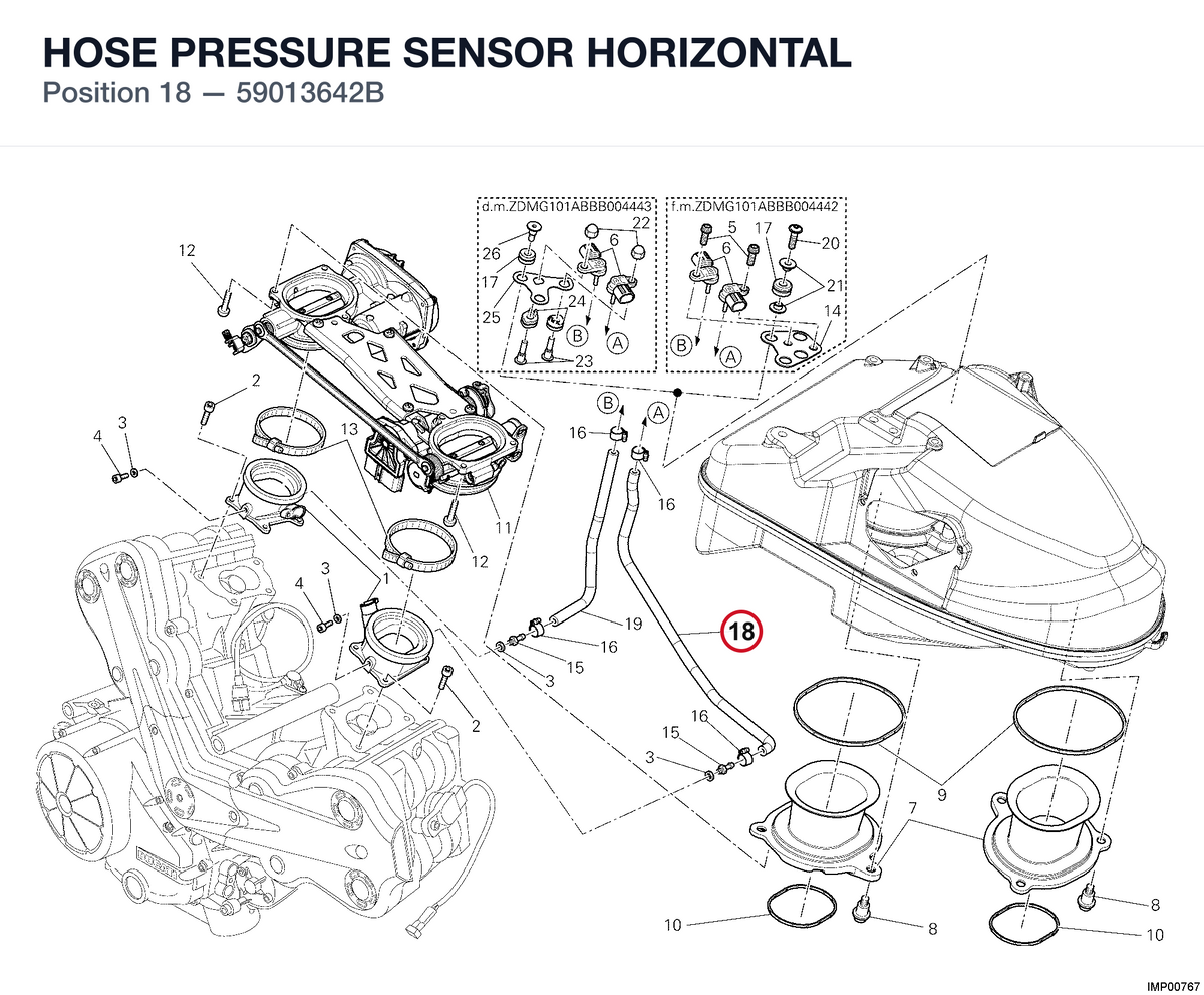 HOSE PRESSURE SENSOR HORIZONTAL 59013642B diagram position