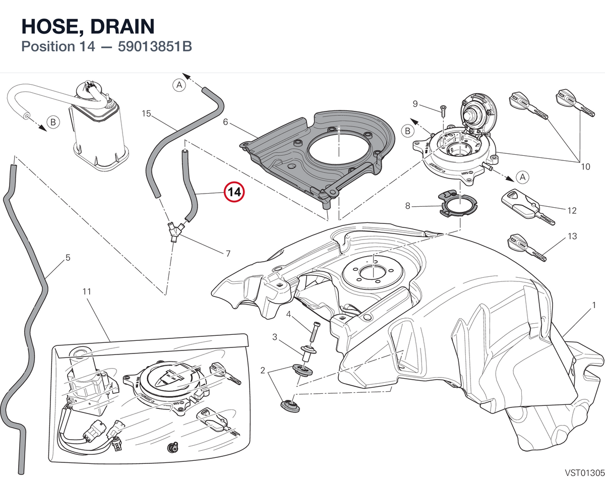 HOSE, DRAIN 59013851B diagram position