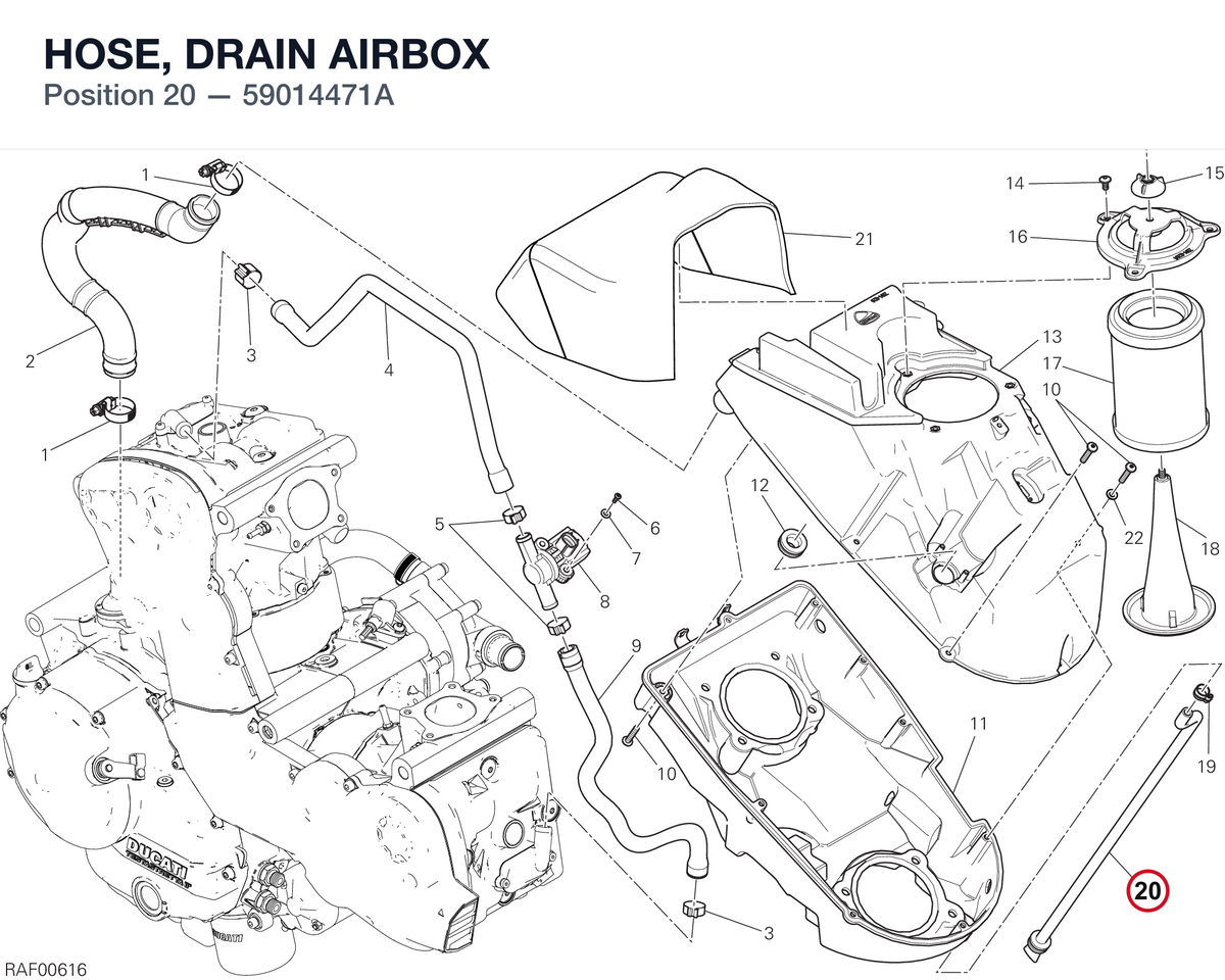 HOSE, DRAIN AIRBOX 59014471A diagram position