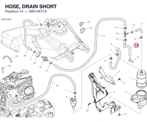HOSE, DRAIN SHORT 59014671A diagram position
