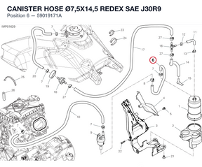 CANISTER HOSE Ø7,5X14,5 REDEX SAE J30R9 59019171A diagram position