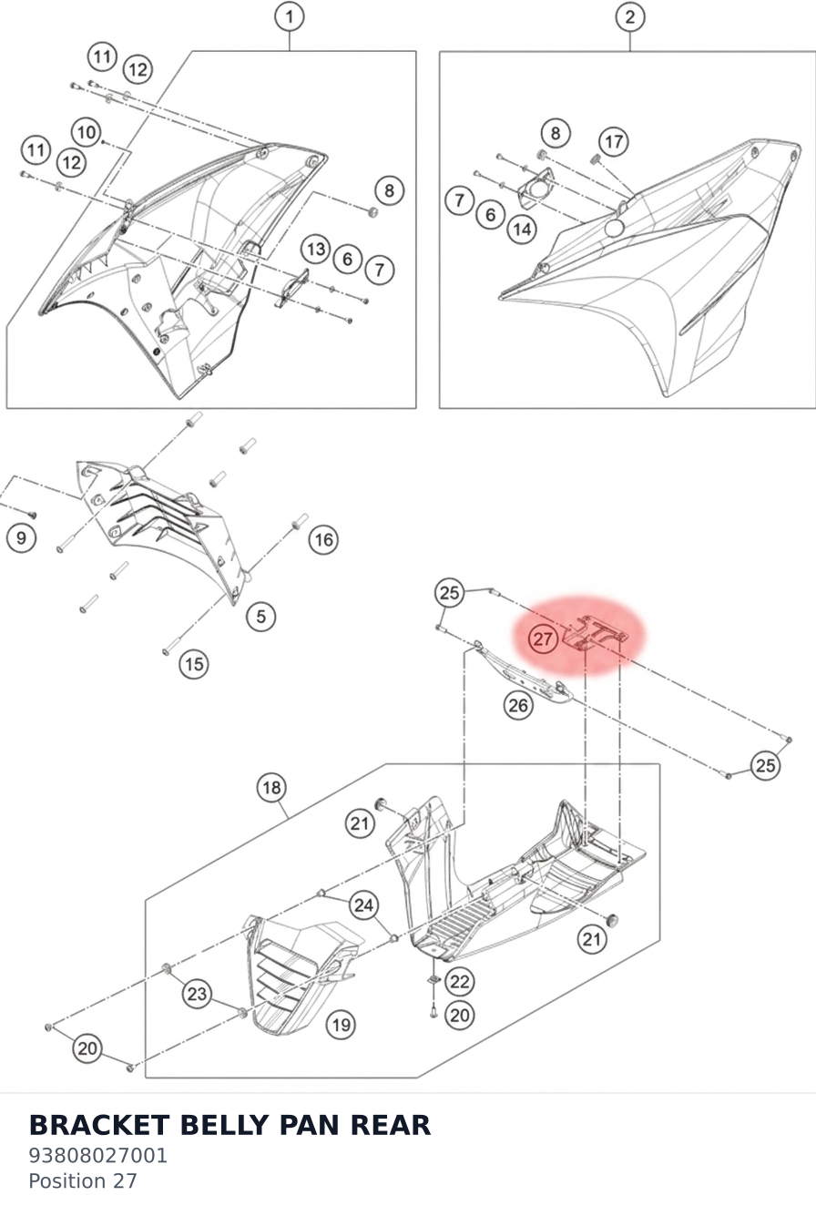 Diagram preview: BRACKET BELLY PAN REAR (93808027001)