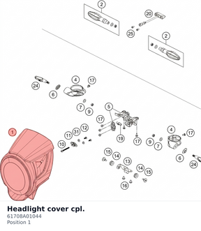 Diagram preview: Headlight cover cpl. (61708A01044)