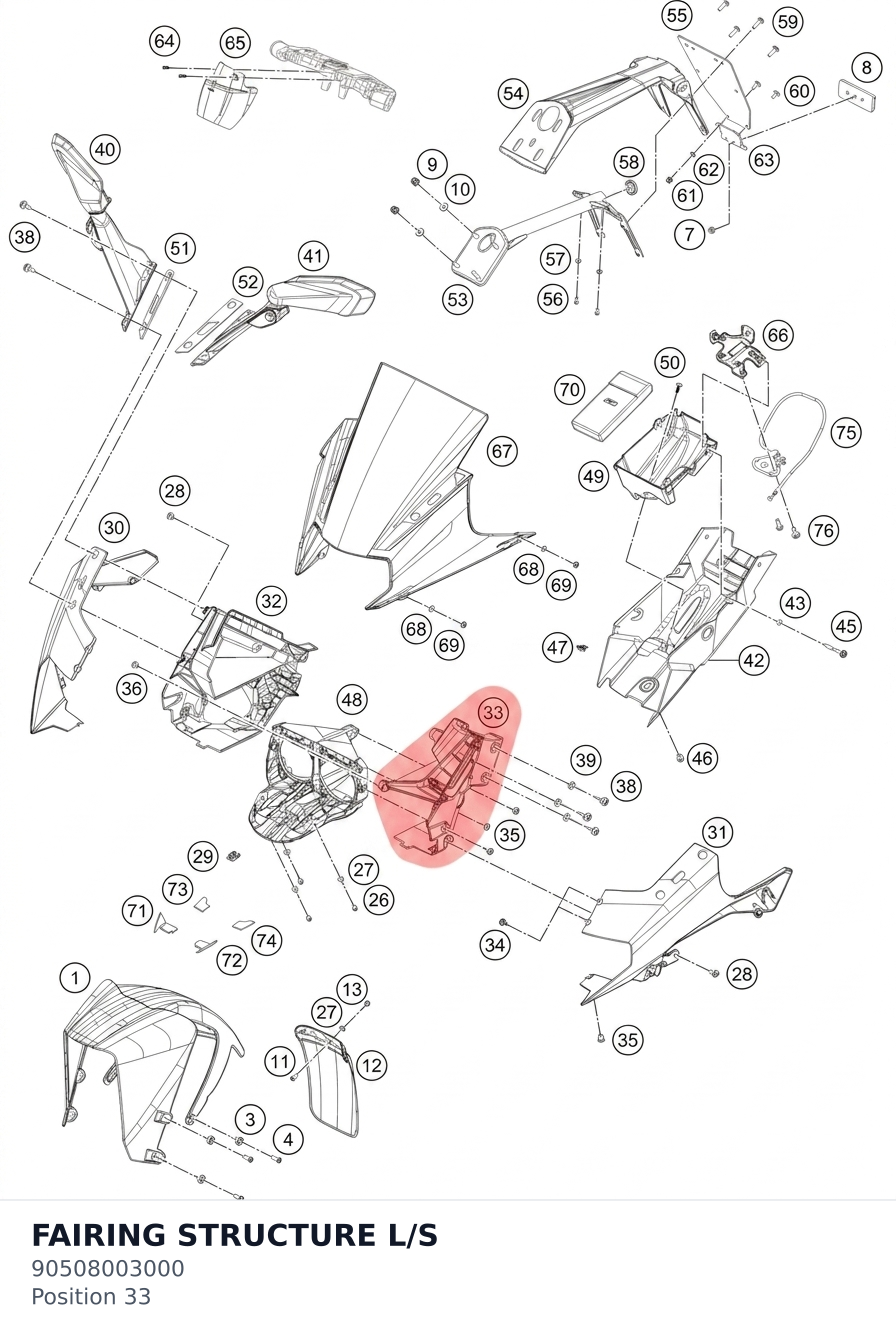Diagram preview: FAIRING STRUCTURE L/S (90508003000)