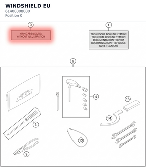 Diagram preview: WINDSHIELD EU (61408008000)