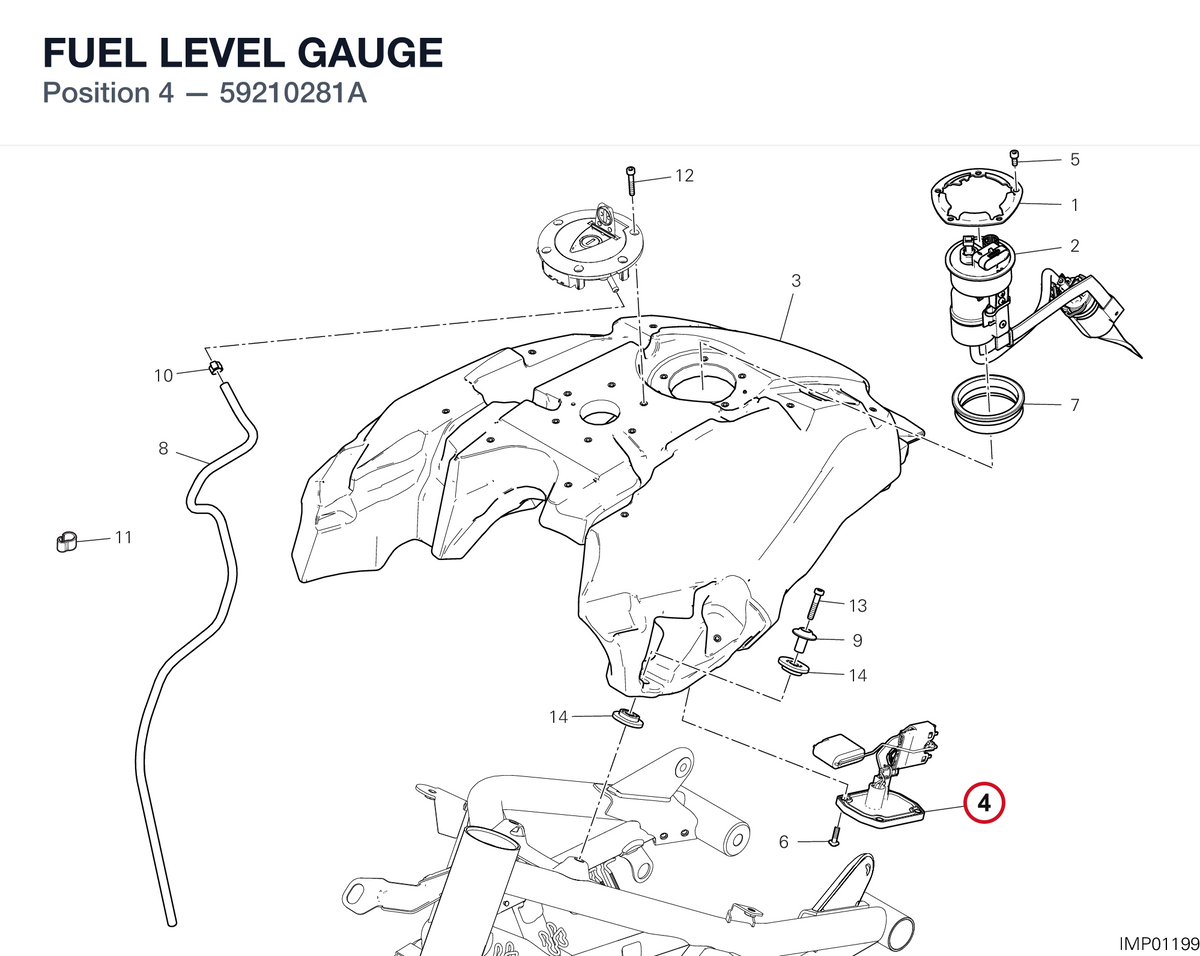 FUEL LEVEL GAUGE 59210281A diagram position
