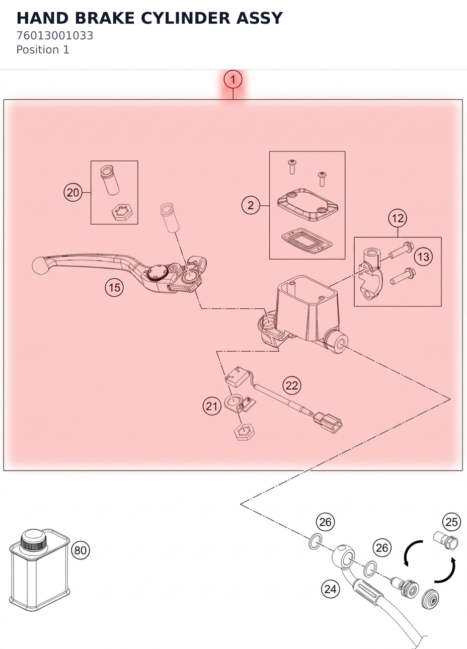 Diagram preview: HAND BRAKE CYLINDER ASSY (76013001033)