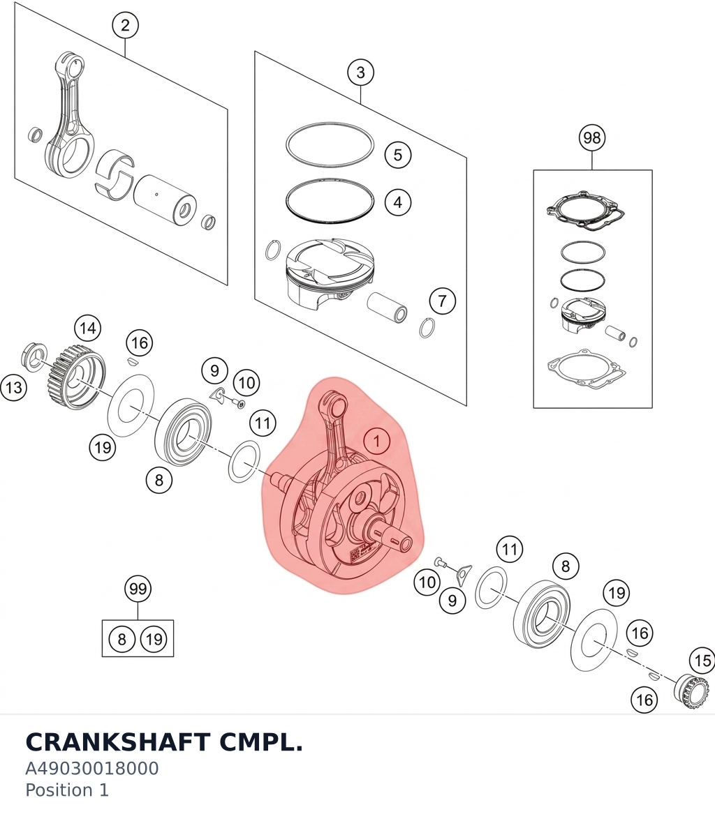 Diagram preview: CRANKSHAFT CMPL. (A49030018000)