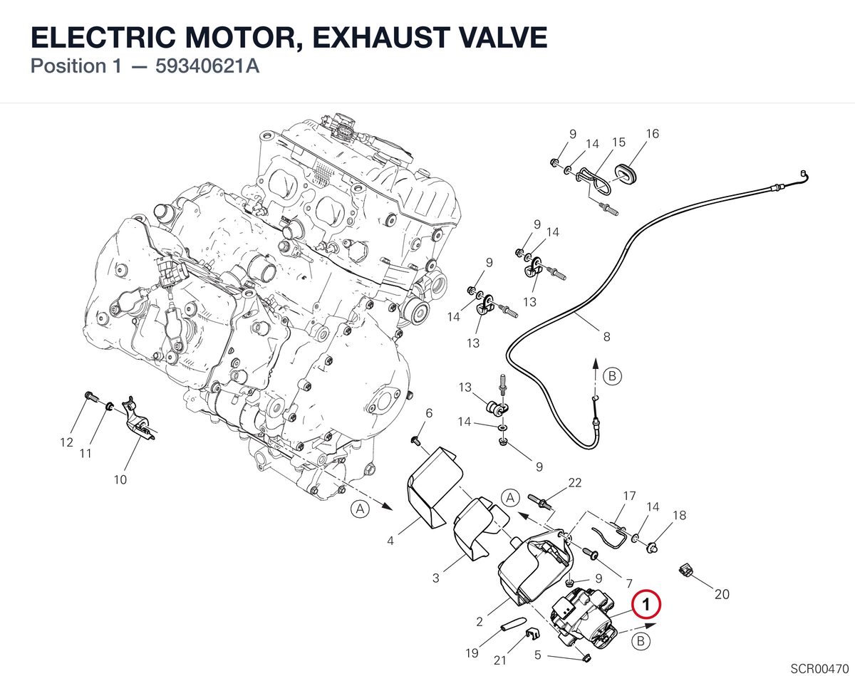 ELECTRIC MOTOR, EXHAUST VALVE 59340621A diagram position