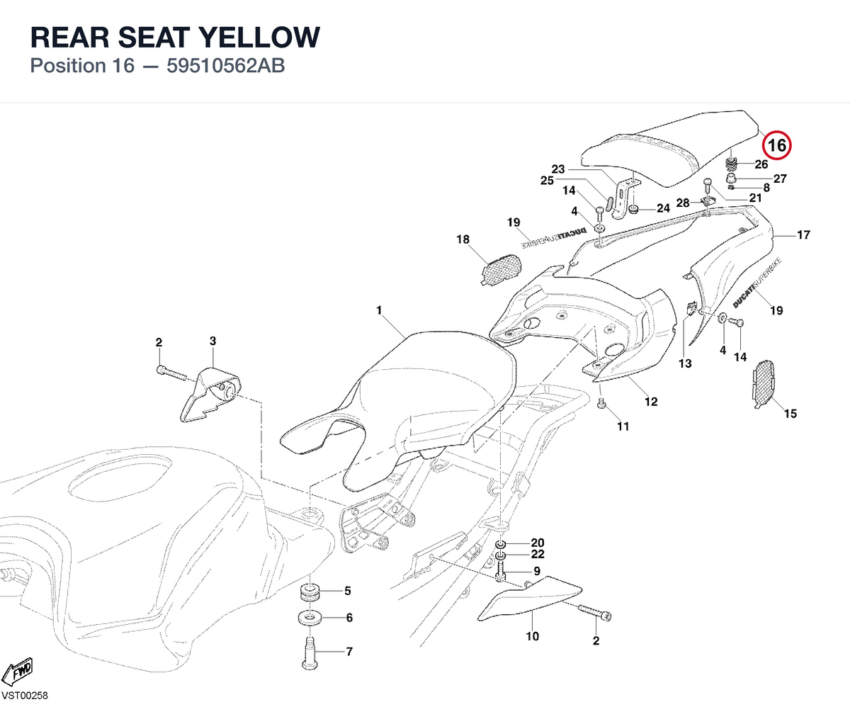 REAR SEAT  YELLOW 59510562AB diagram position