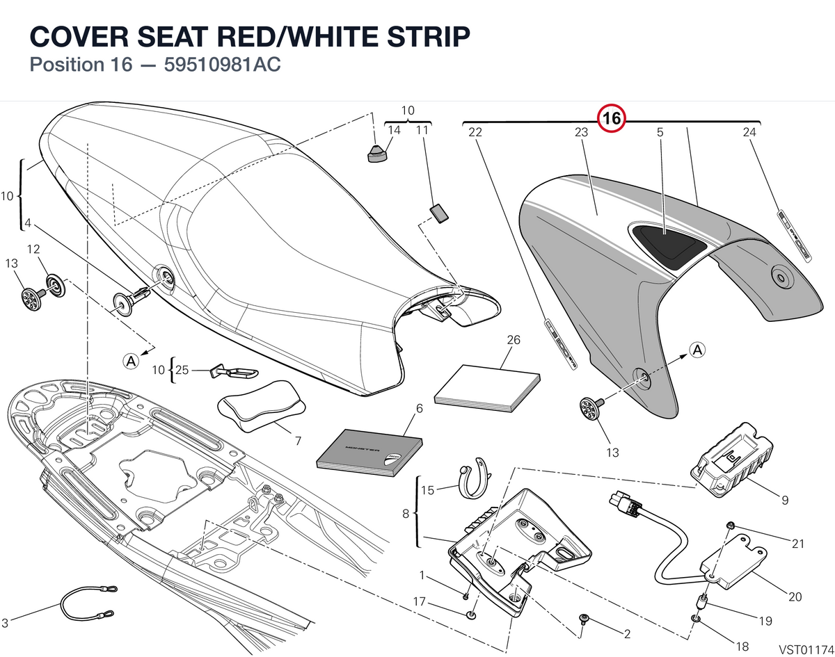 COVER SEAT RED/WHITE STRIP 59510981AC diagram position