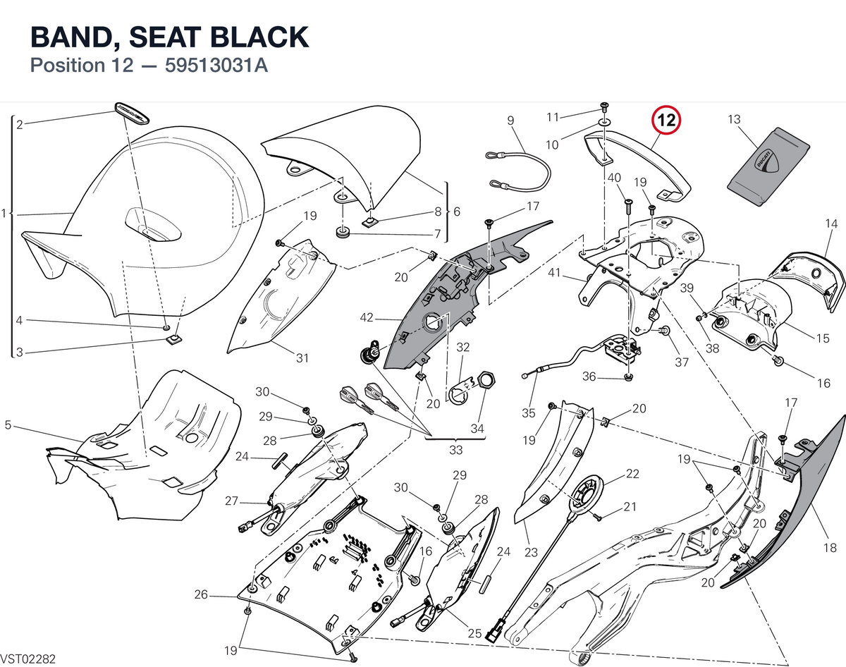 BAND, SEAT BLACK 59513031A diagram position
