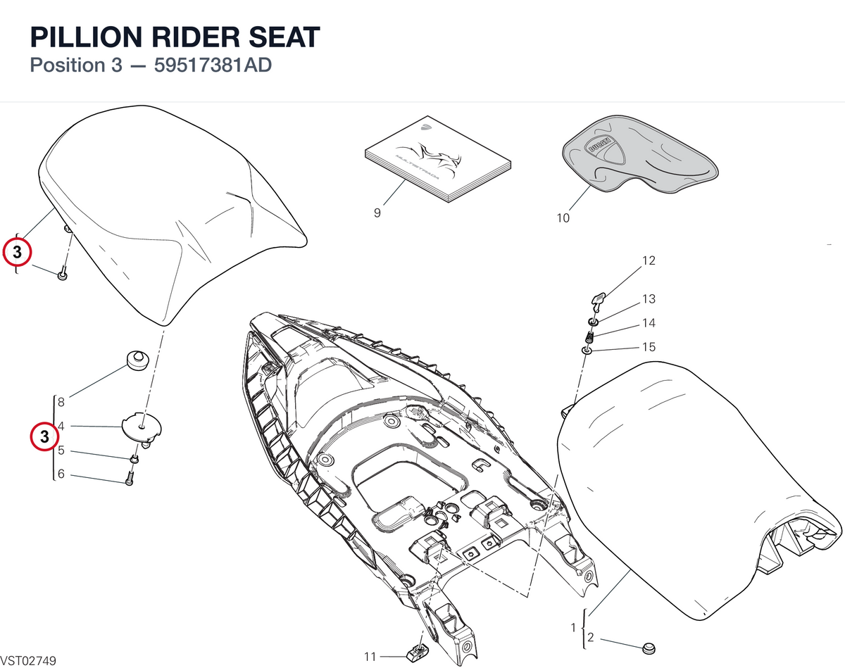 PILLION RIDER SEAT 59517381AD diagram position