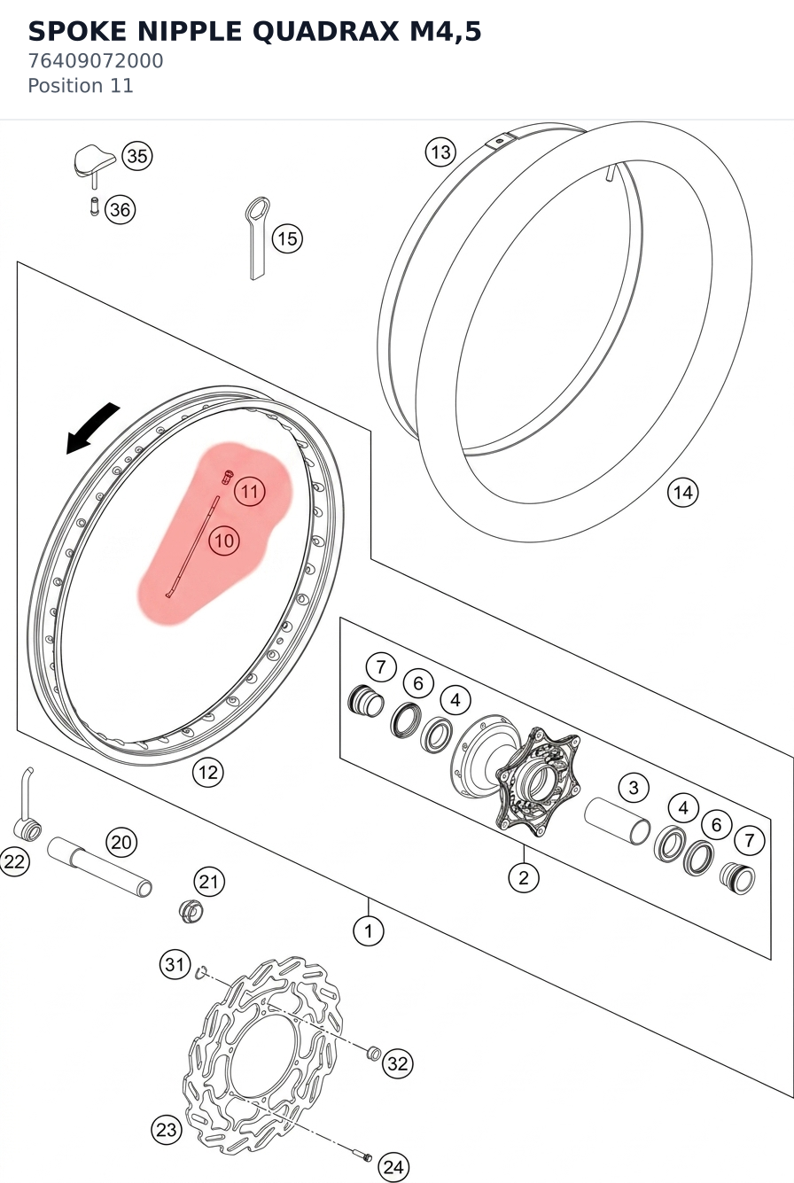 Diagram preview: SPOKE NIPPLE QUADRAX M4,5 (76409072000)