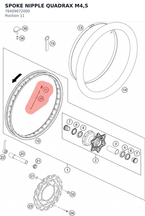 Diagram preview: SPOKE NIPPLE QUADRAX M4,5 (76409072000)