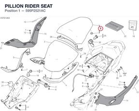 PILLION RIDER SEAT 595P2521AC diagram position