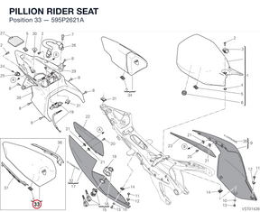 PILLION RIDER SEAT 595P2621A diagram position