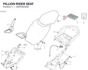 PILLION RIDER SEAT 595P3023AD diagram position