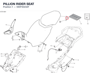PILLION RIDER SEAT 595P3023AF diagram position