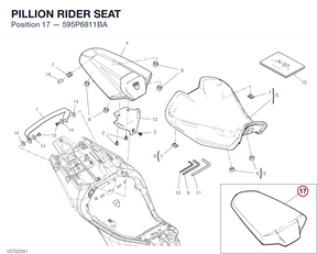 PILLION RIDER SEAT 595P6811BA diagram position