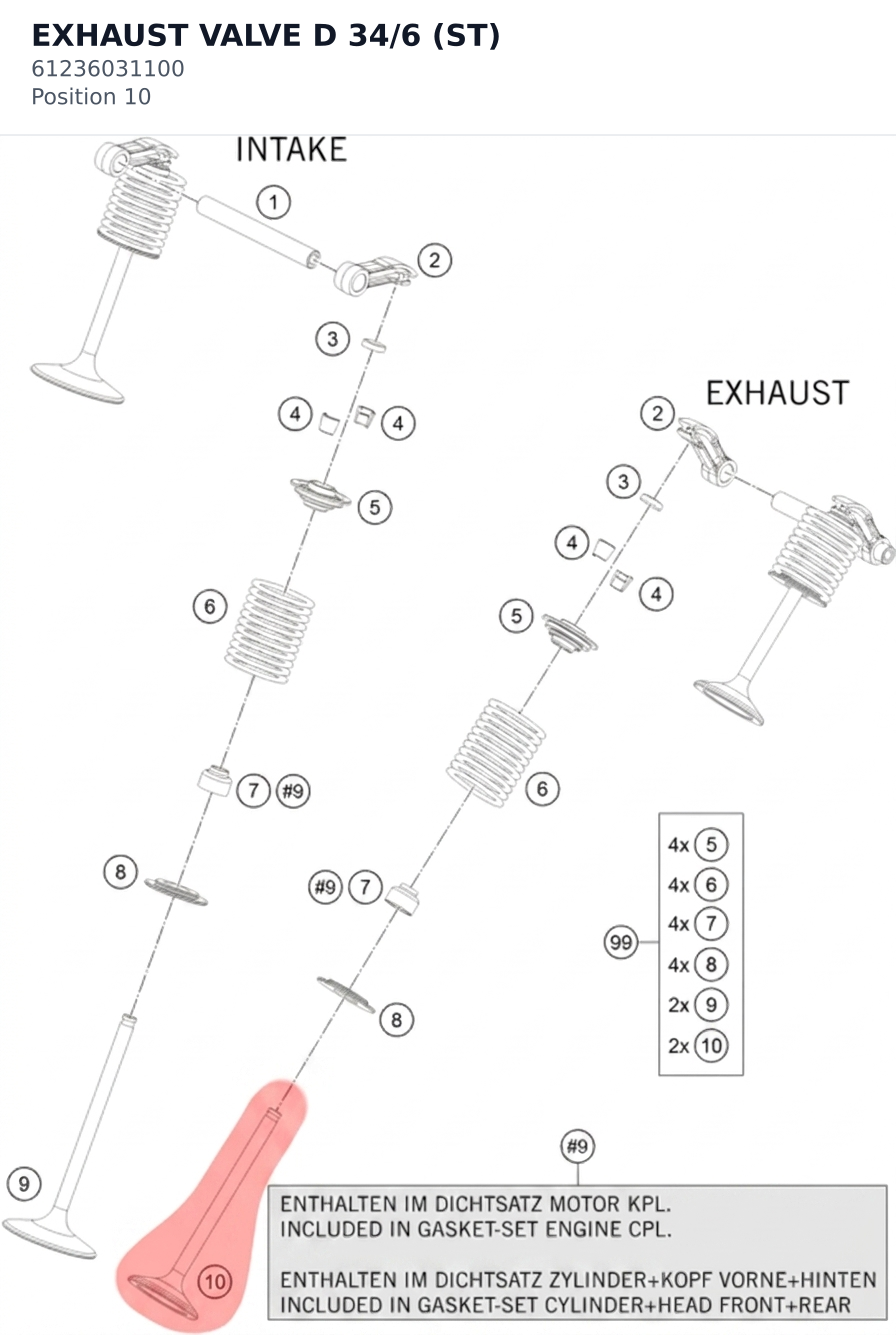 Diagram preview: EXHAUST VALVE D 34/6 (ST) (61236031100)