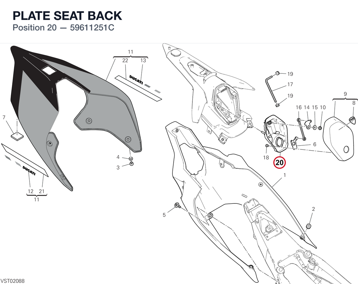 PLATE SEAT BACK 59611251C diagram position