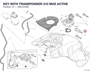 KEY WITH TRANSPONDER 315 MHZ ACTIVE 59810183B diagram position