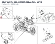SEAT LATCH 696-1100MR/09 BALCK + KEYS 59820611AB diagram position