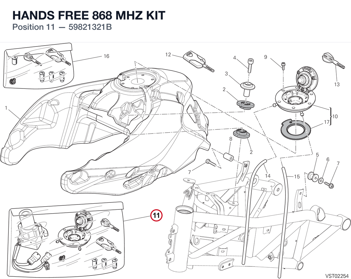 HANDS FREE 868 MHZ KIT 59821321B diagram position