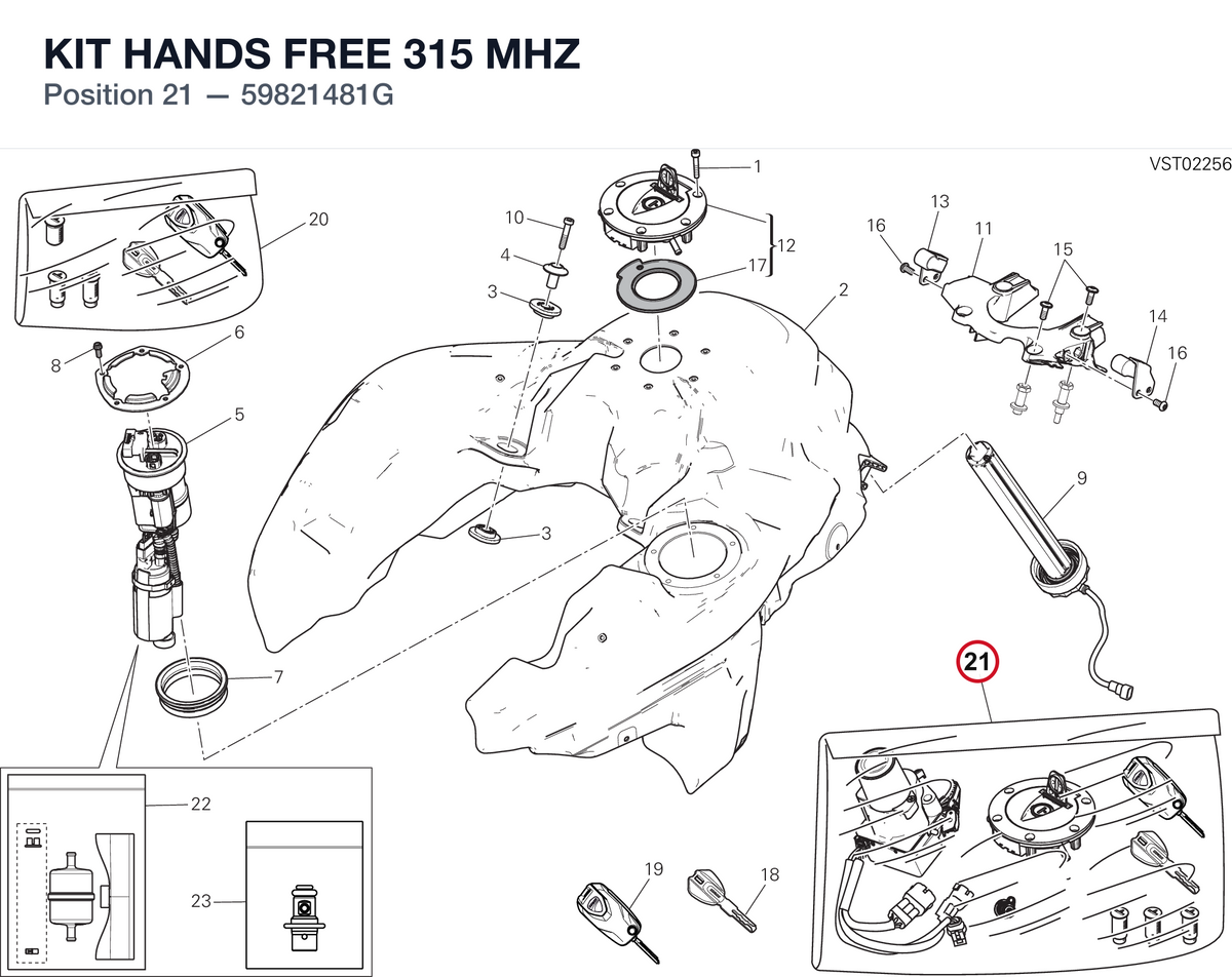 KIT HANDS FREE 315 MHZ 59821481G diagram position