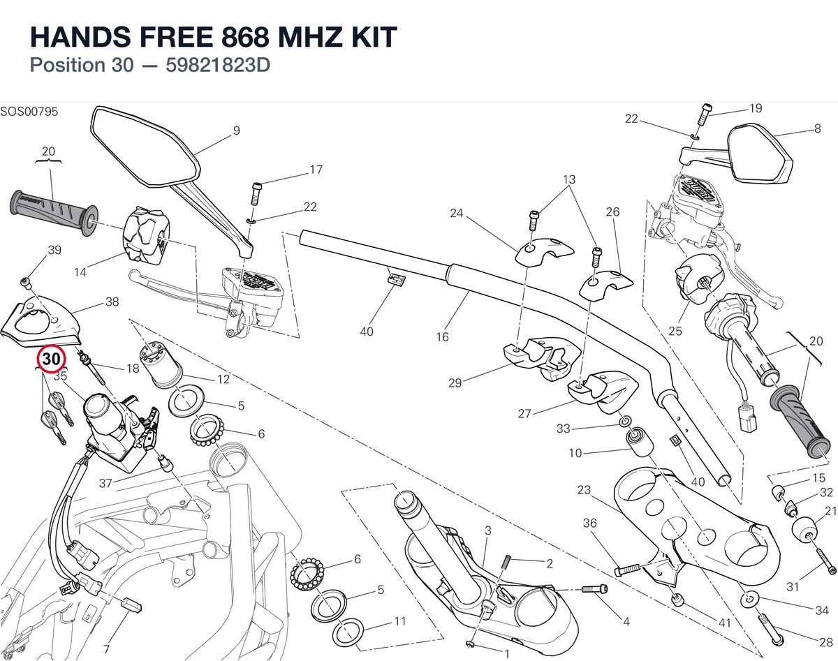 HANDS FREE 868 MHZ KIT 59821823D diagram position