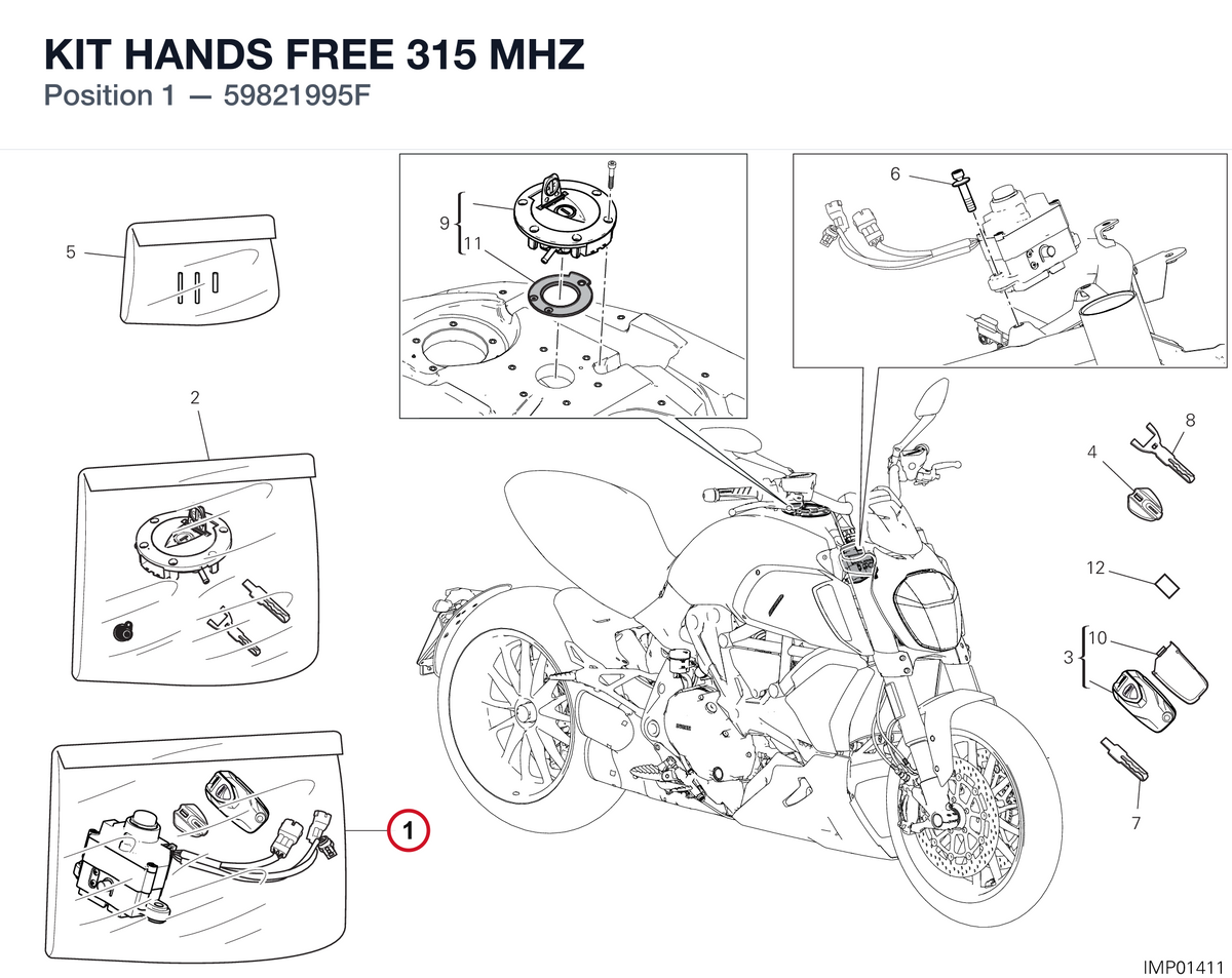 KIT HANDS FREE 315 MHZ 59821995F diagram position