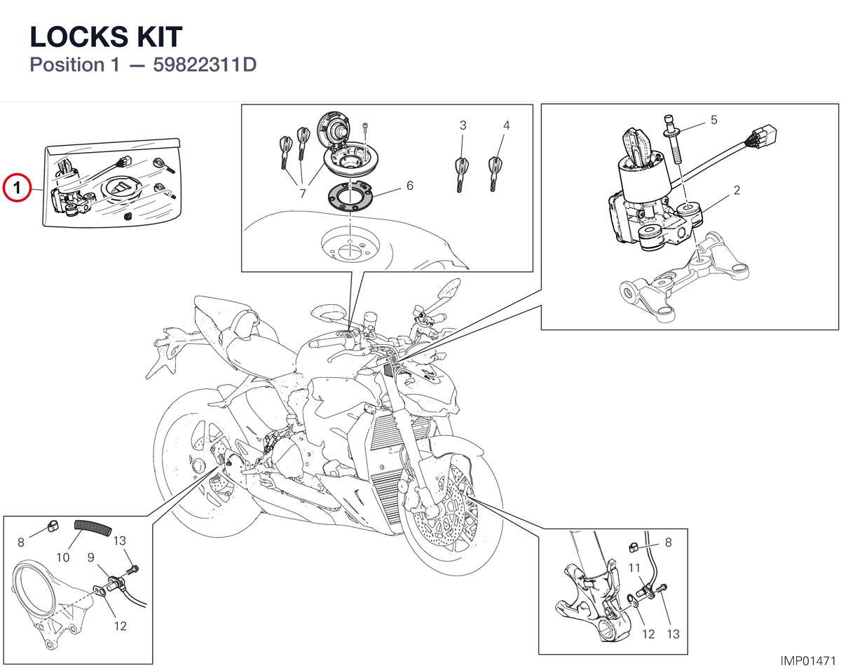 LOCKS KIT 59822311D diagram position