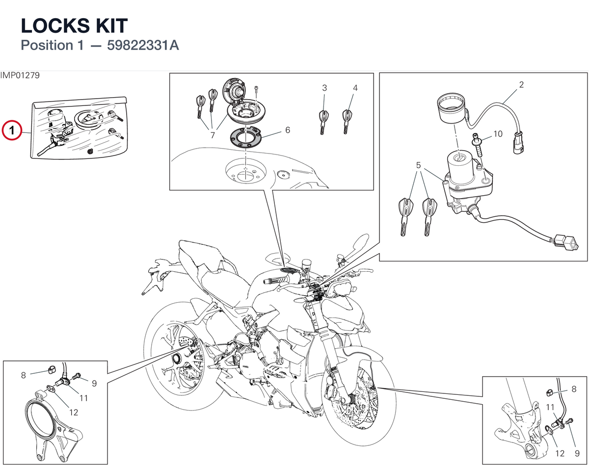 LOCKS KIT 59822331A diagram position