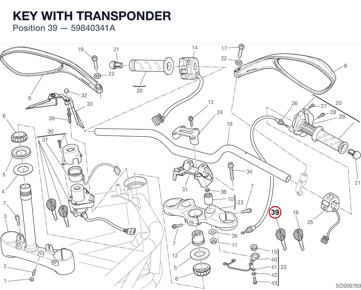 KEY WITH TRANSPONDER 59840341A diagram position