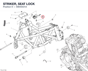STRIKER, SEAT LOCK 59840531A diagram position