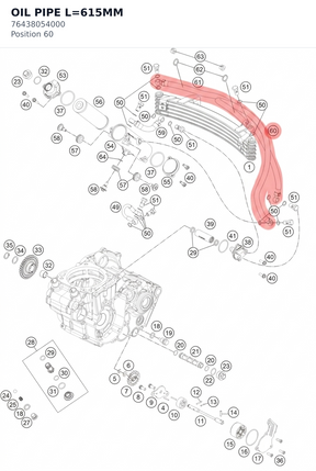 Diagram preview: OIL PIPE L=615MM (76438054000)