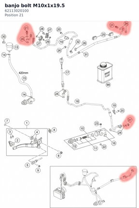 Diagram preview: banjo bolt M10x1x19.5 (62113020100)
