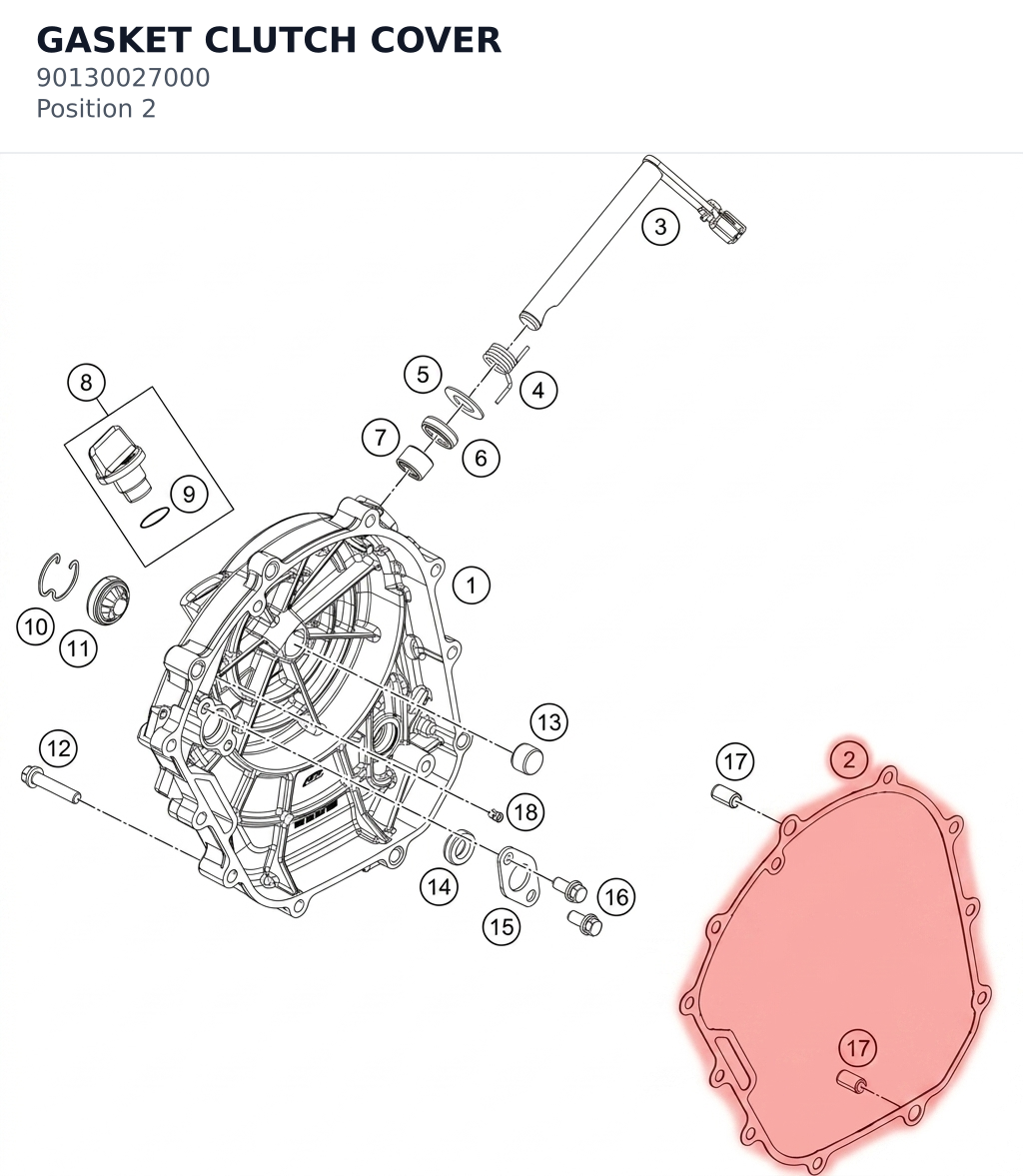 Diagram preview: GASKET CLUTCH COVER (90130027000)