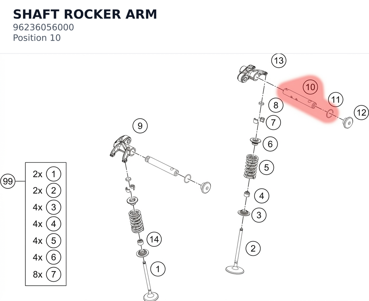 Diagram preview: SHAFT ROCKER ARM (96236056000)