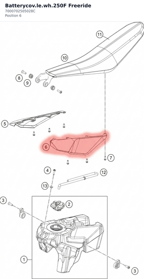 Diagram preview: Batterycov.le.wh.250F Freeride (7000702505028C)