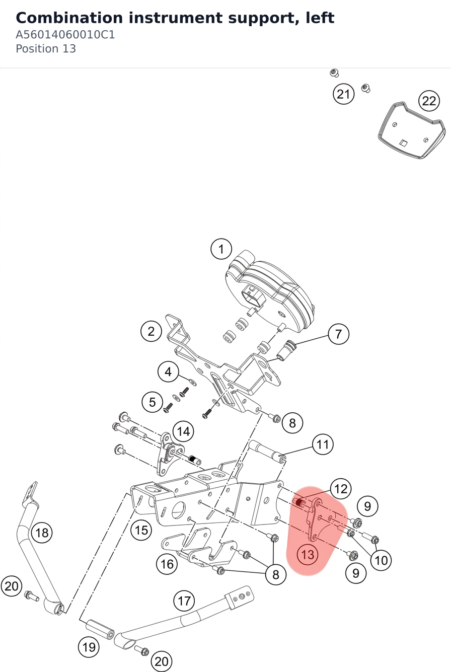 Diagram preview: Combination instrument support, left (A56014060010C1)