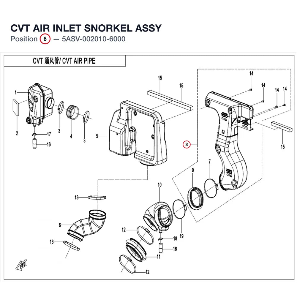 CVT AIR INLET SNORKEL ASSY product image