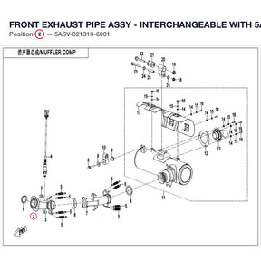 FRONT EXHAUST PIPE ASSY - INTERCHANGEABLE WITH  5ASV-021310-6000 product image