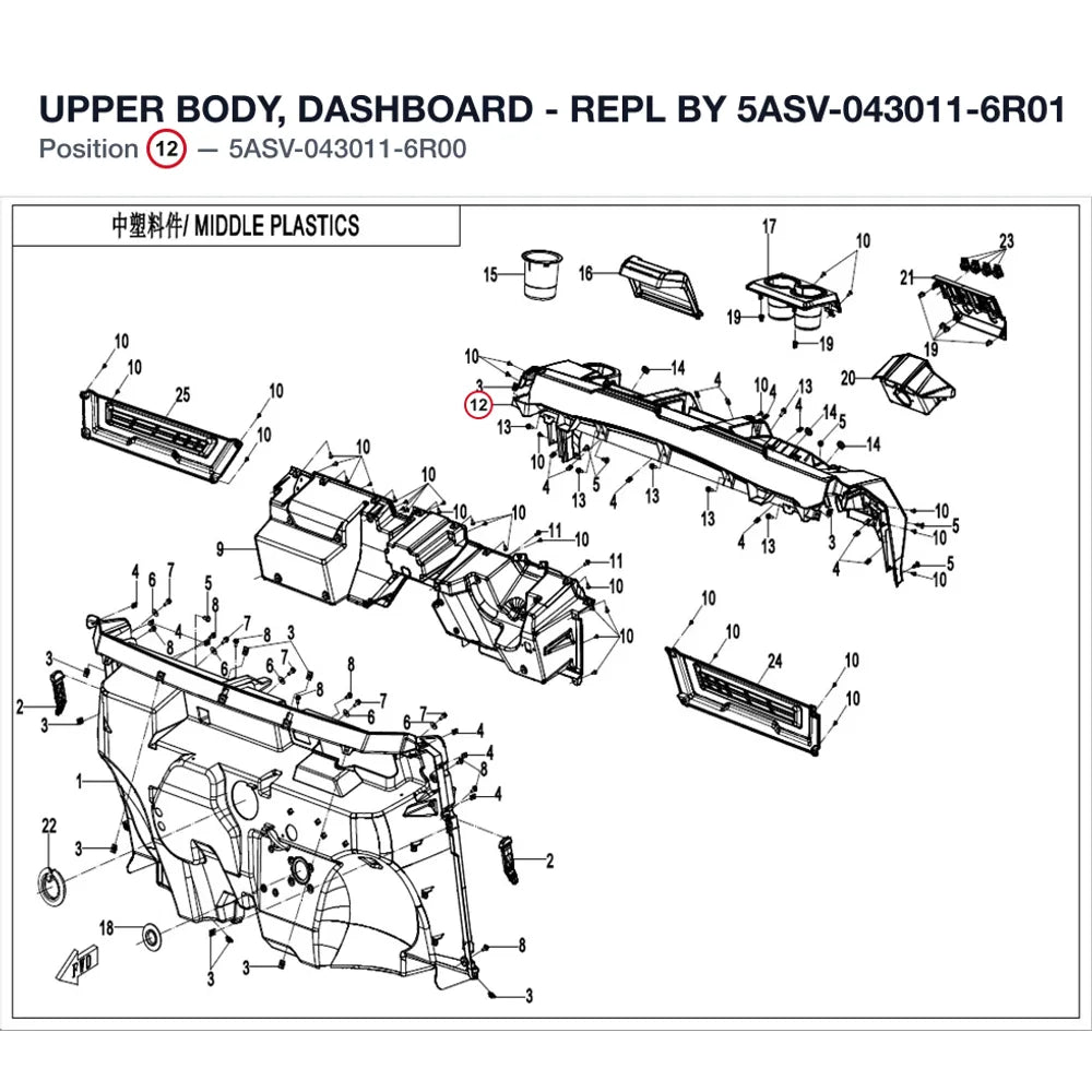 UPPER BODY, DASHBOARD - REPL BY 5ASV-043011-6R01 product image