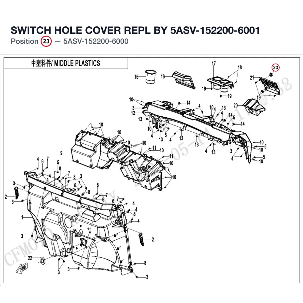 SWITCH HOLE COVER REPL BY 5ASV-152200-6001 product image