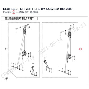 SEAT BELT, DRIVER REPL BY 5ASV-341100-7000 product image