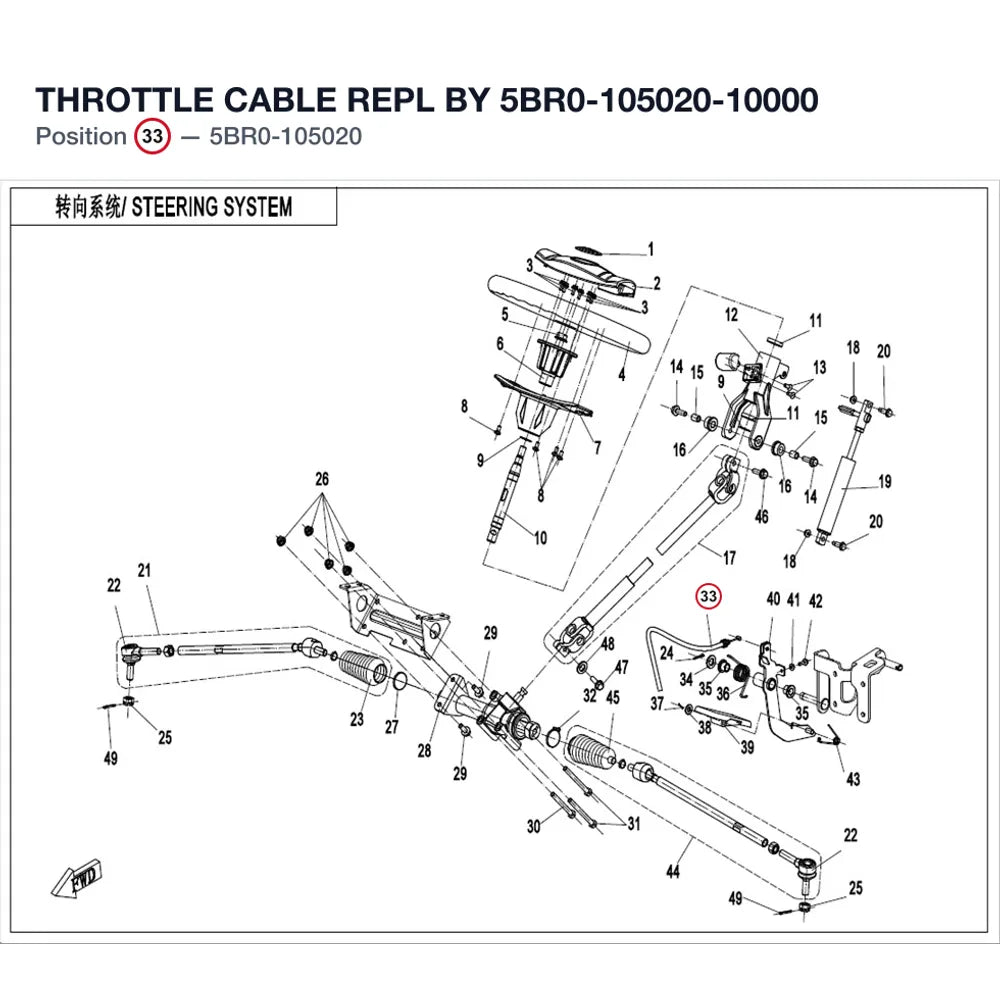 THROTTLE CABLE REPL BY 5BR0-105020-10000 product image