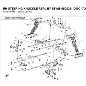 RH STEERING KNUCKLE REPL BY 5BWB-050802-10000+7000-104200-50000 ( FROM 2021) product image