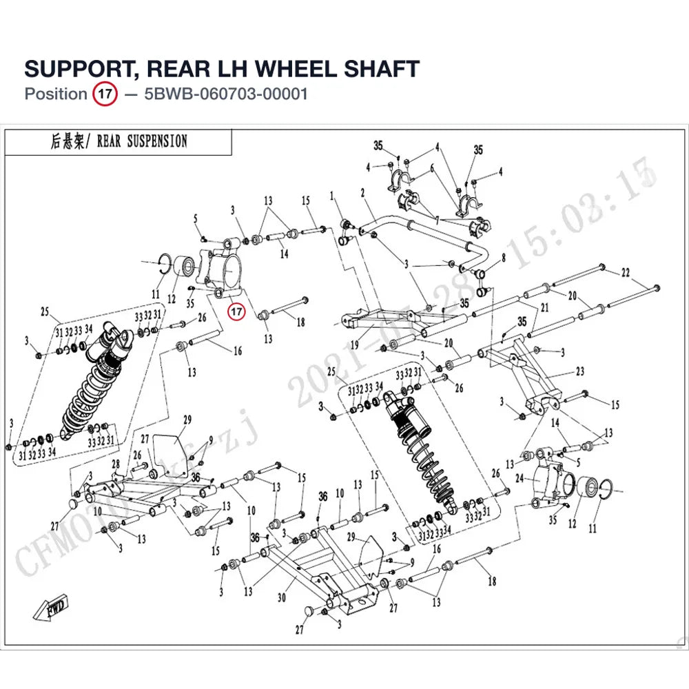 SUPPORT, REAR LH WHEEL SHAFT product image